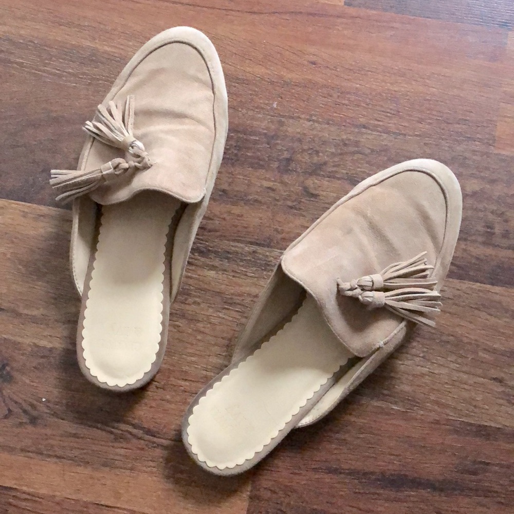 Crown and Ivy Galle Beige Suede Mules/Slip Ons